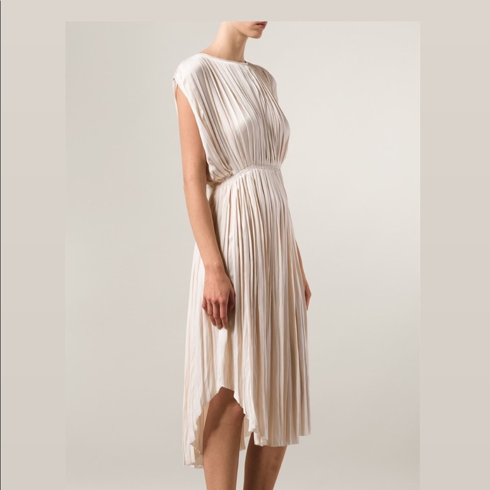 ULLA JOHNSON PEARL PLEATED MIDI DRESS SIZE:8